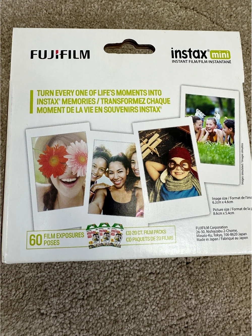 Fujifilm Instax Mini Instant Film Value Pack 60 Exposures 2018 Mini 8-12 Evo